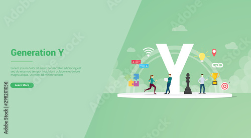generation y concept for website template or landing homepage banner - vector