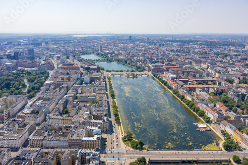 Copenhagen, Denmark. Panorama of the city from the air. 