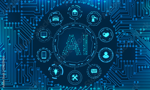AI Artificial Intelligence , Circuit Background, Nanotechnologies, Global Network Technology