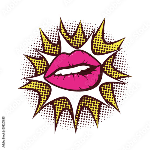 sexy woman mouth with splash expression pop art style
