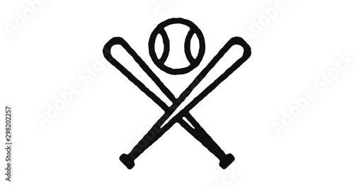 Baseball outline icon animation footage/video. Hand drawn like symbol animated with motion graphic, can be used as loop item, has alpha channel and it's at 4K video resolution.