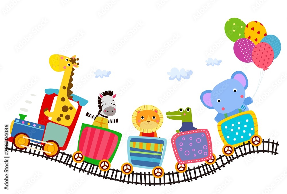 Fototapeta premium Cute animal on train