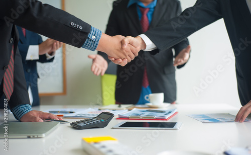 Lawyers for legal and business mediation. Businessman shaking hands after business meetings are done well. Business cooperation.