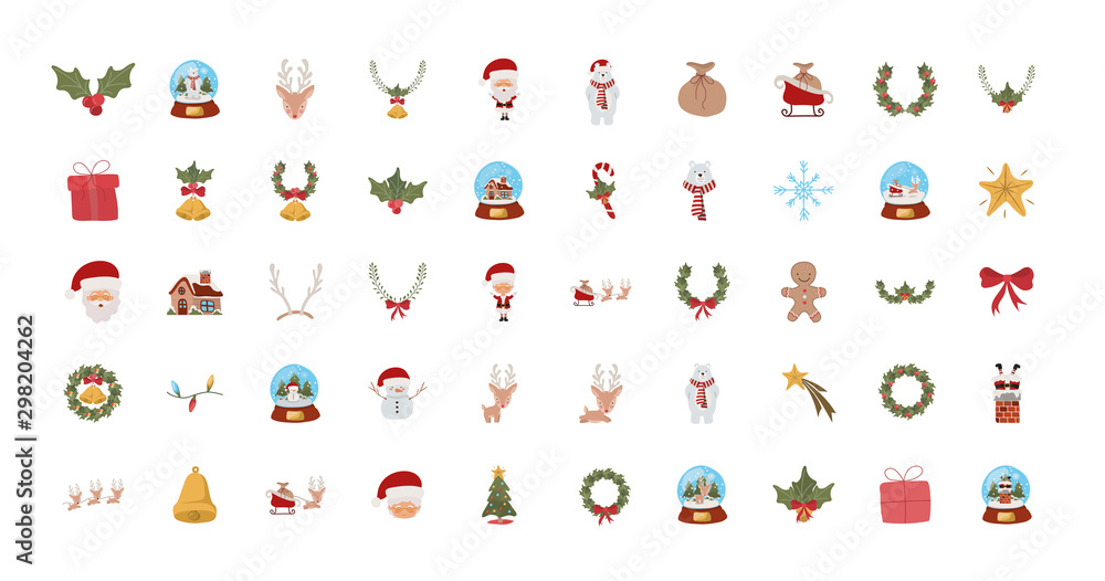 Fototapeta premium bundle of christmas set icons