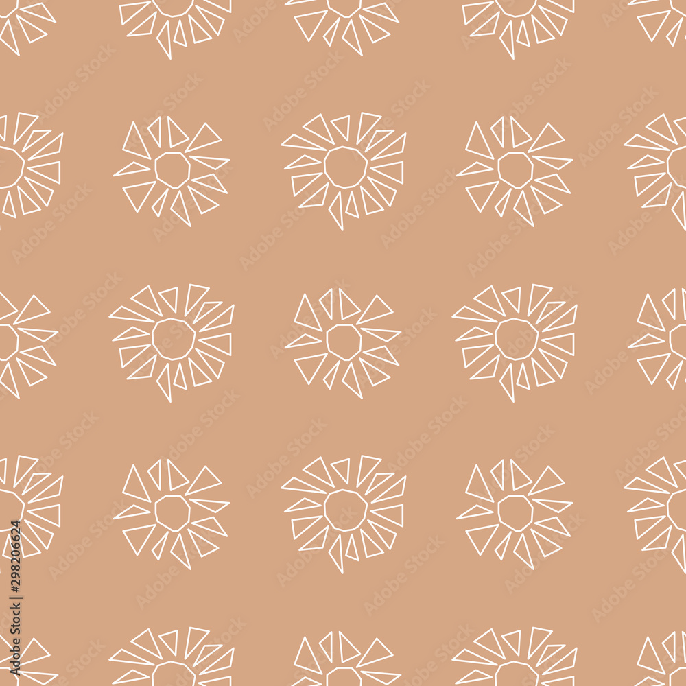 White flowers on a background the color of Kraft paper . Seamless pattern White flowers on a background the color of Kraft paper . Seamless pattern
