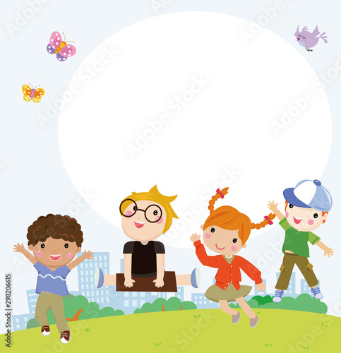 Group of children and frame