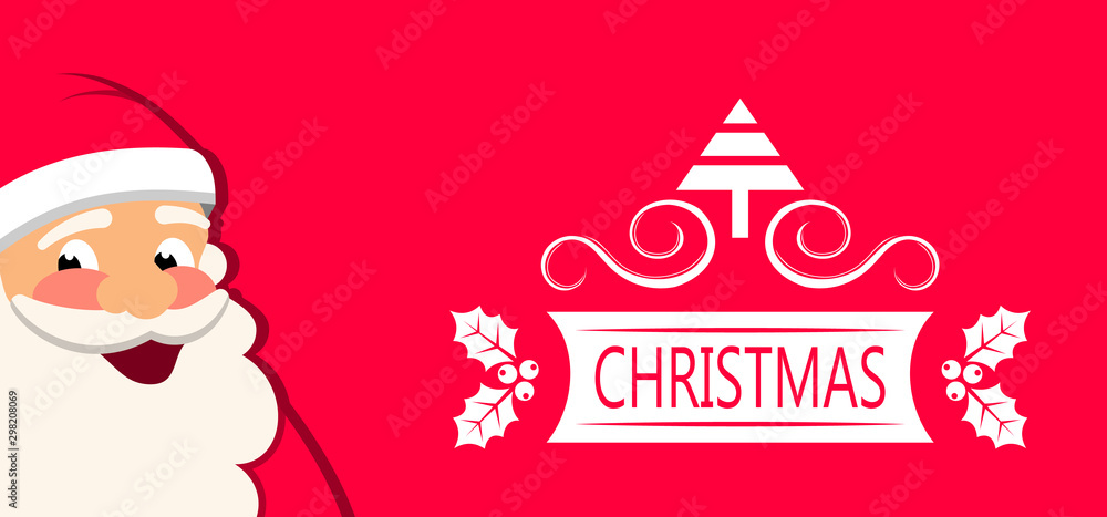 Cheerful Santa Claus, Christmas Greeting Card Red Cheerful Santa Claus, Christmas Greeting Card Red