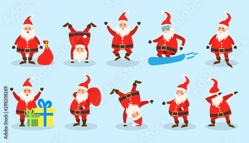 Set Santa Clauses. Christmas Funny Happy Characters