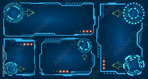 Set Futuristic Empty Frames with HUD Elements, Technology Displays