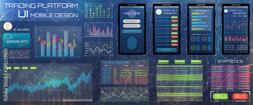 Web Design Template for Trading Platform. Trader Tools, Statistics and Graphs