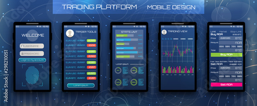 Online Banking Cryptocurrency UI, Mobile Platform Application for Work, Trading