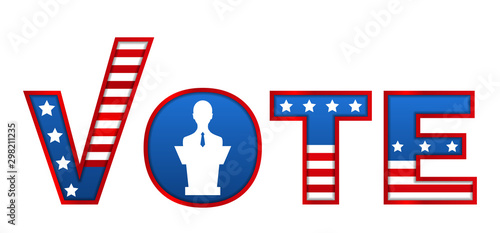 Patriotic 2020 Voting Poster, Vote Template Banner on white