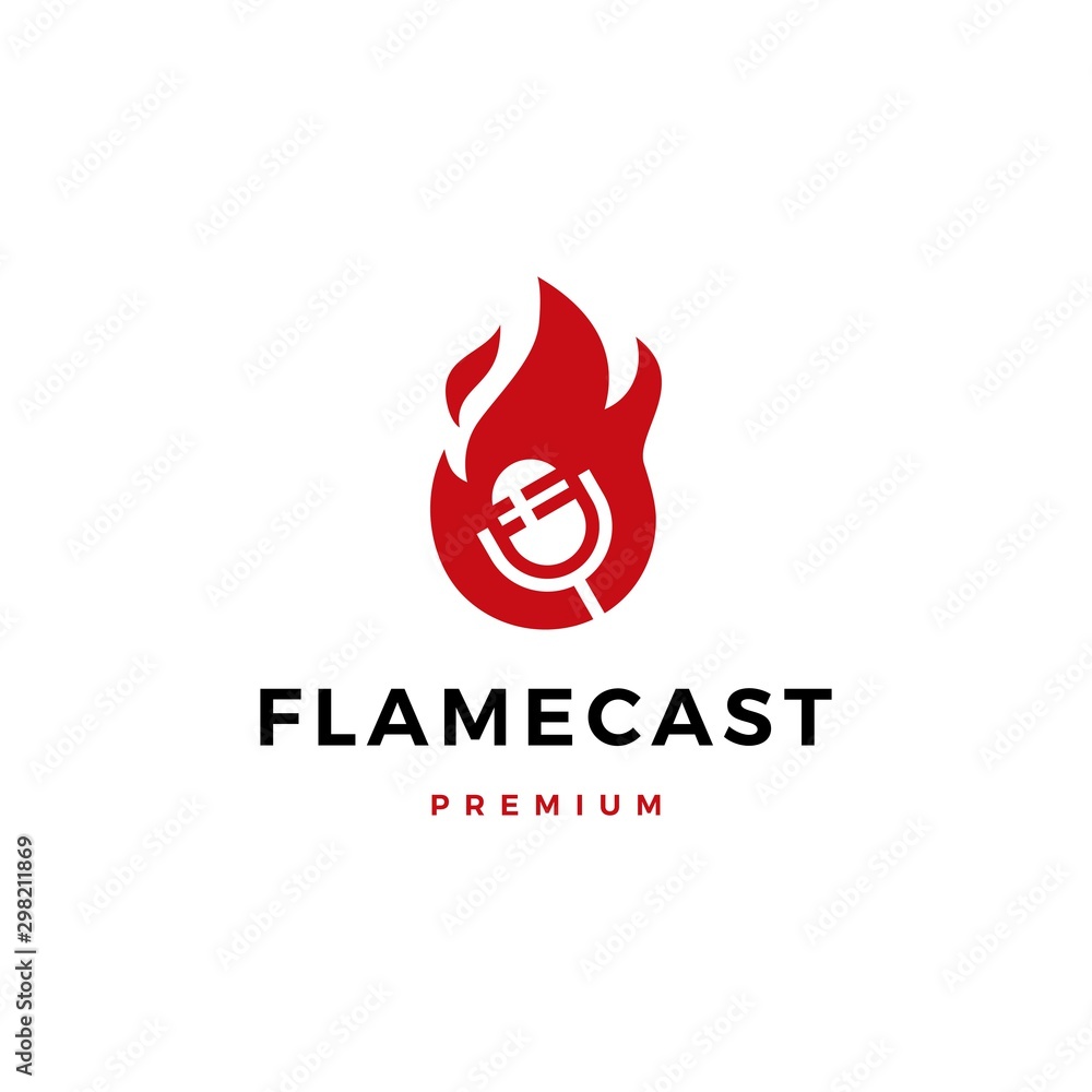 flame fire podcast mic logo vector icon illustration flame fire podcast mic logo vector icon illustration