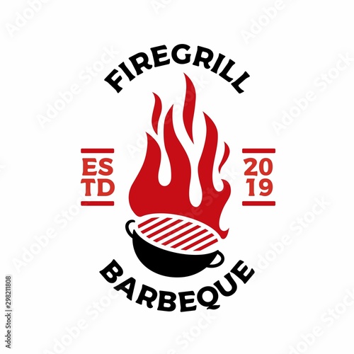 charcoal grill fire flame logo vector icon illustration