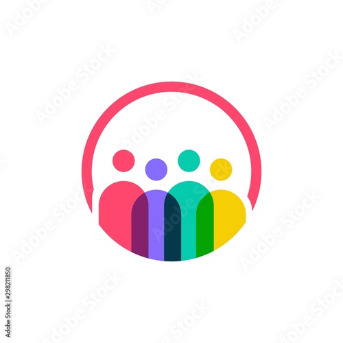 four people logo vector icon illustration