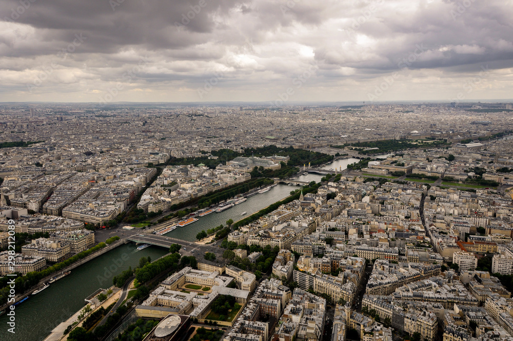 skyline of Paris (France) on a cloudy day
