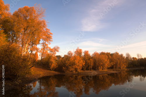 autumn landscape with lake and trees