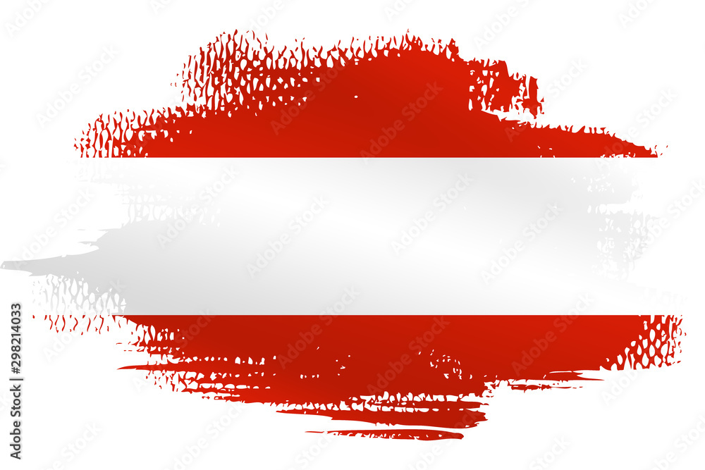 Malowana flaga Austrii na białym tle