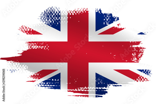 Malowana flaga Wielkiej Brytanii na białym tle