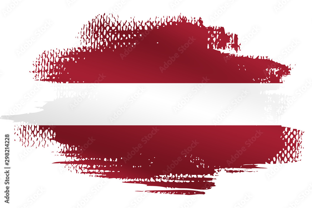Malowana flaga Łotwy na białym tle