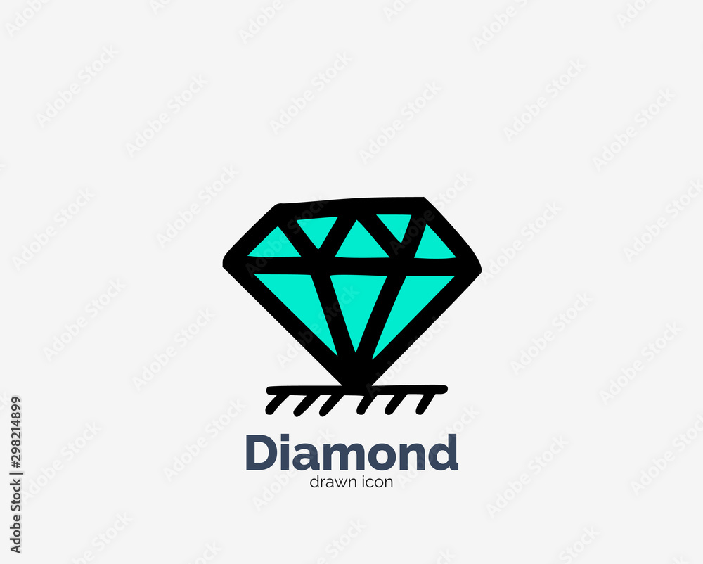 Fototapeta premium Hand drawn doodle diamond icon design