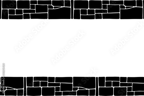 Seamless stones border, stone wall texture, isolated on white background.