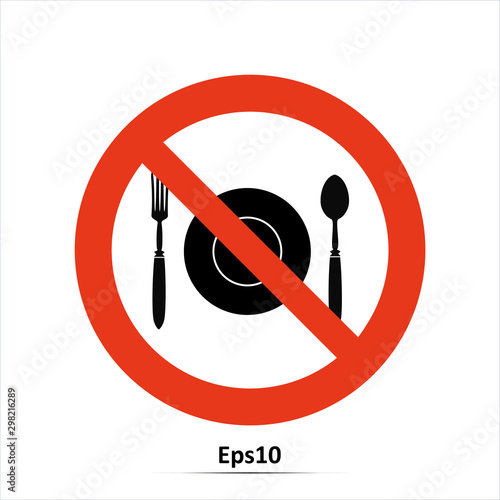 No food no drinks sign. Red prohibition sign. Stop symbol