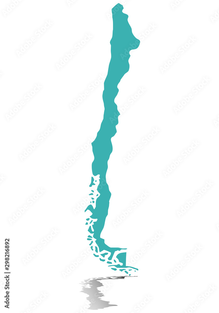 Mapa azul de Chile sobre fondo blanco.