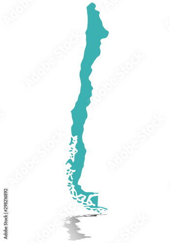 Mapa azul de Chile sobre fondo blanco.