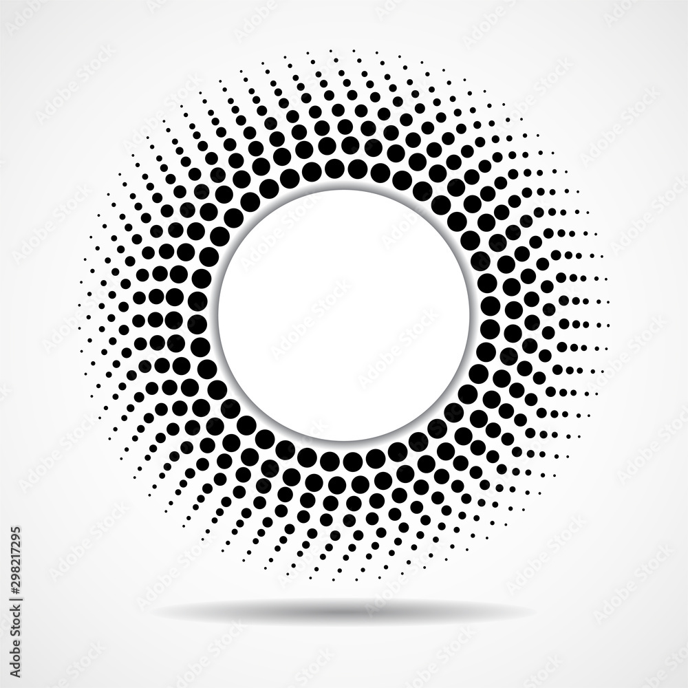 Abstract dotted circles, halftone dotted logo, vector