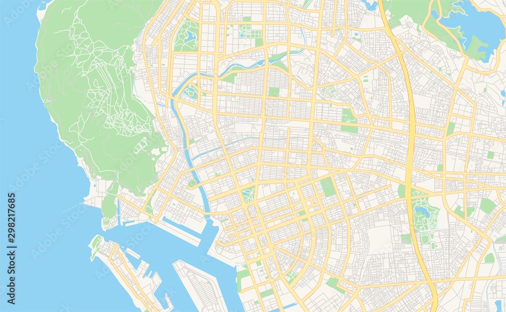 Naklejka premium Printable street map of Kaohsiung, Taiwan
