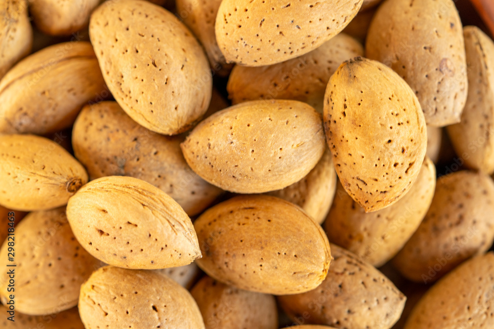 Close up of whole raw almonds. Close up of whole raw almonds.