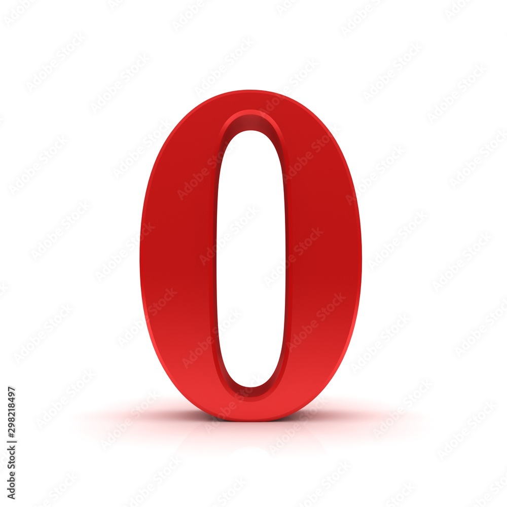 0 number red 3d zero sign rendering isolated on white 0 number red 3d zero sign rendering isolated on white