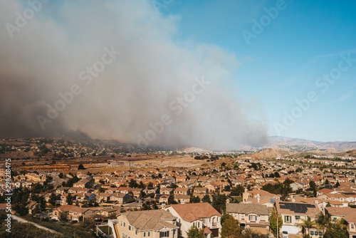 California wildfire threatens residential area. Tick Fire October 25, 2019