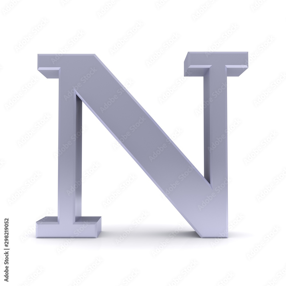N letter silver 3d sign N letter silver 3d sign