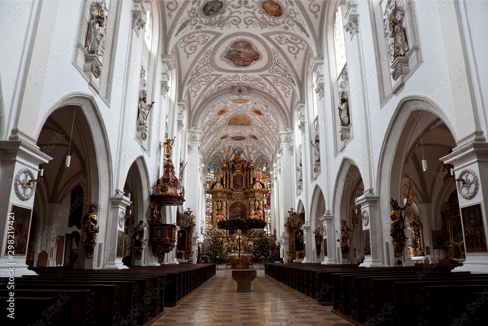Interior of the Church of the ascension of Mary. Landsberg Am Lech, Bavaria, Germany