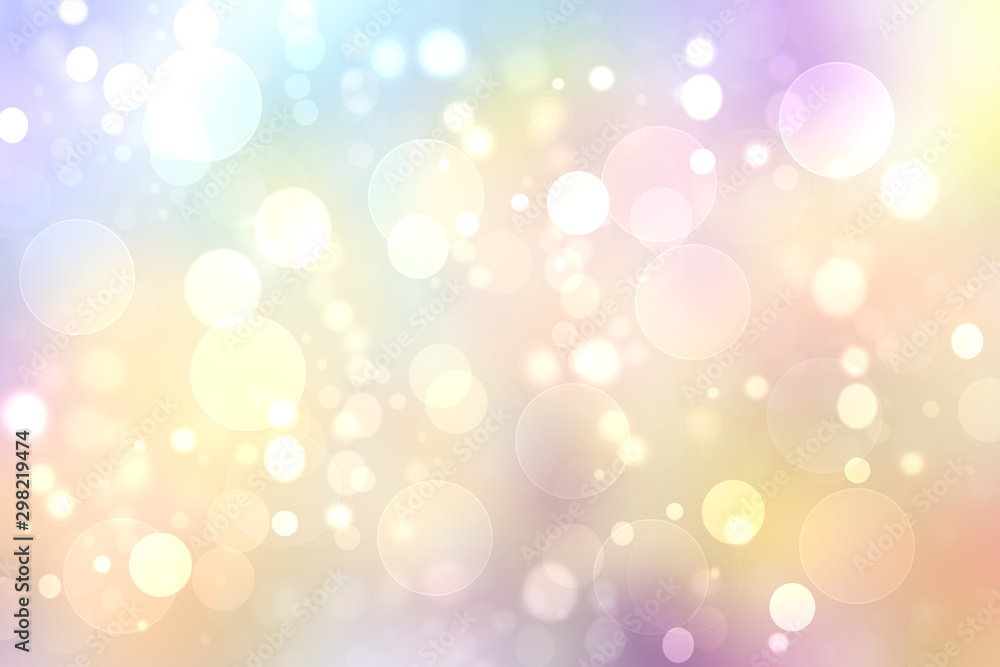 Abstract blurred fresh vivid spring summer light delicate pastel yellow pink white yellow bokeh background texture with bright circular soft color lights. Beautiful backdrop illustration. Abstract blurred fresh vivid spring summer light delicate pastel yellow pink white yellow bokeh background texture with bright circular soft color lights. Beautiful backdrop illustration.
