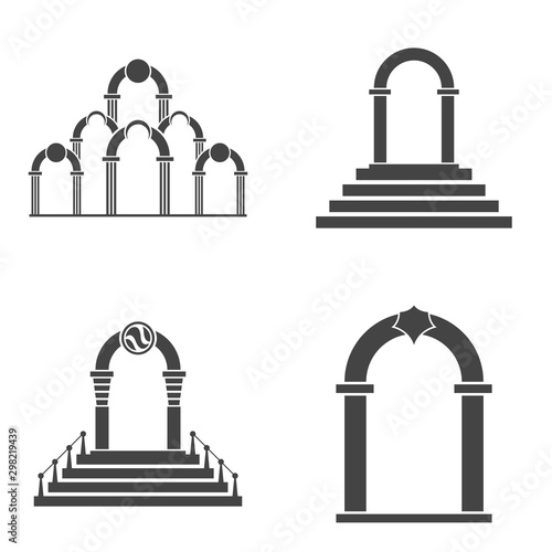 Abstract arch icon set. Black arch vector icon.