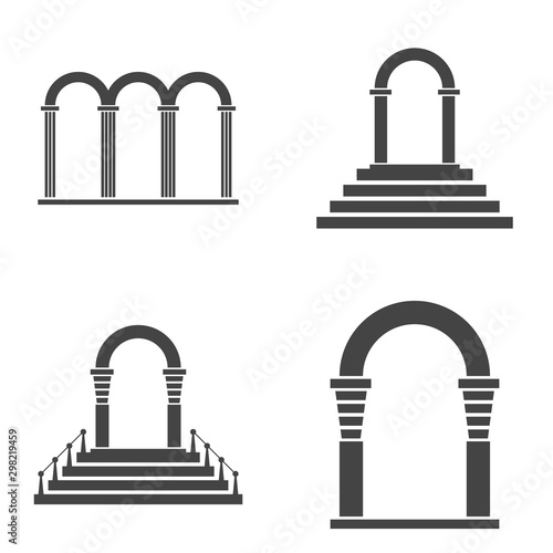 Abstract arch icon set. Black arch vector icon.