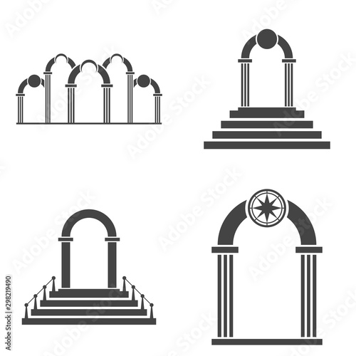 Abstract arch icon set. Black arch vector icon.