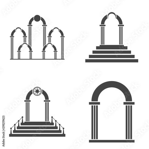 Abstract arch icon set. Black arch vector icon.