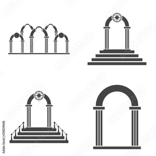 Abstract arch icon set. Black arch vector icon.