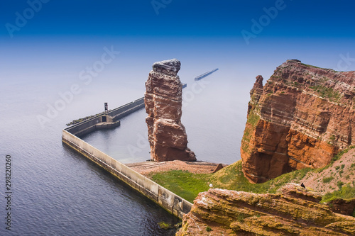  View the red cliff with lange Anna of Helgoland, Schleswig-Holstein, Germany, Europe