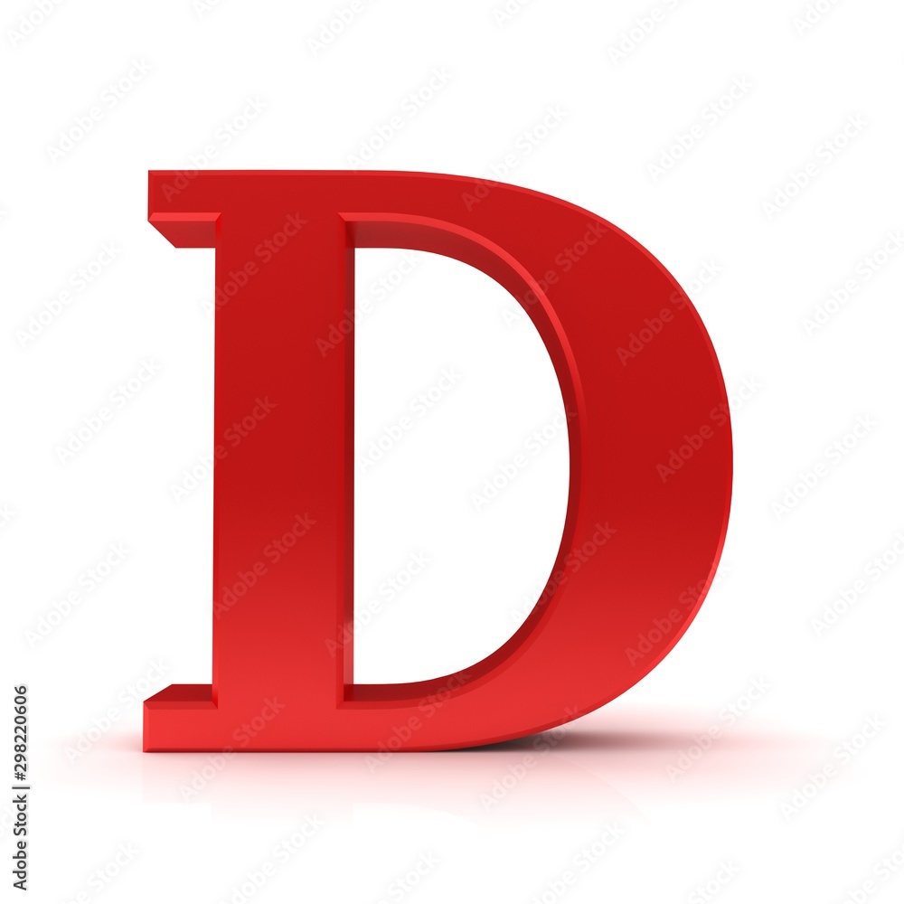 D letter red 3d sign alphabet capital rendering isolated on white D letter red 3d sign alphabet capital rendering isolated on white