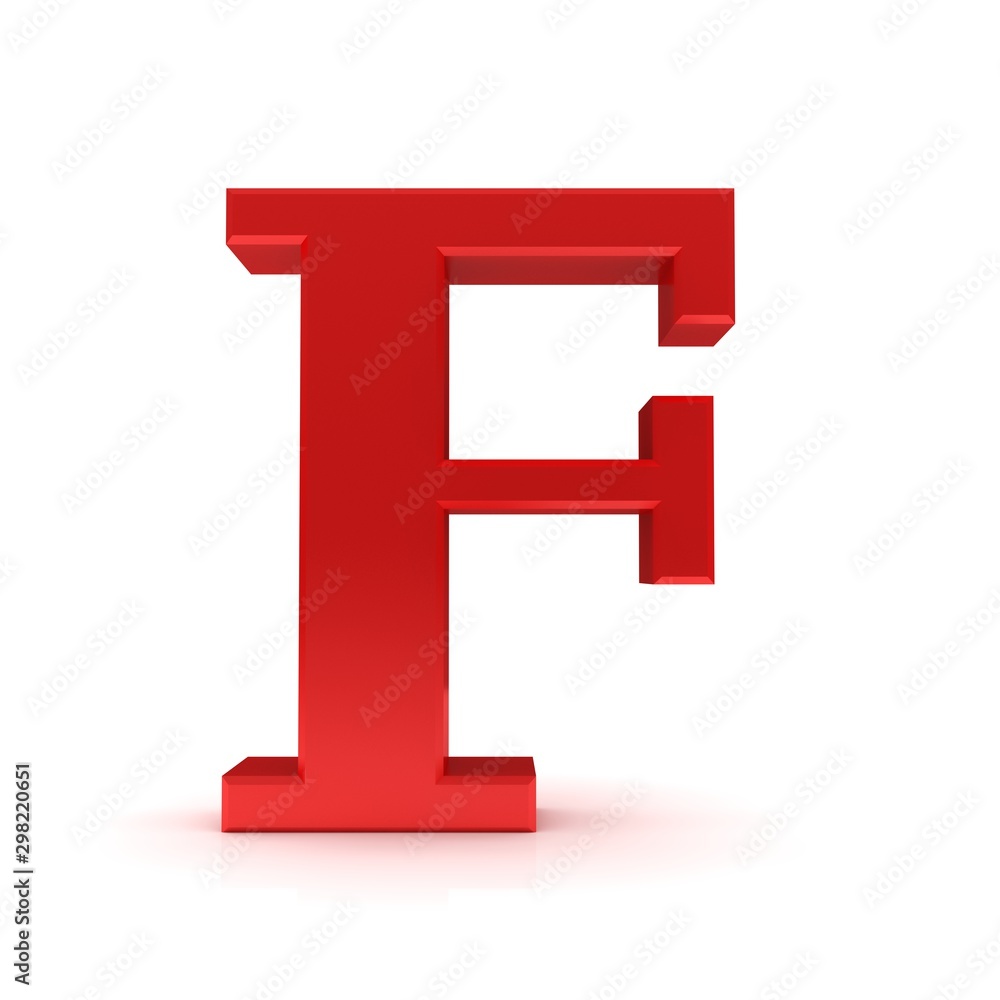 F letter red 3d sign alphabet capital rendering isolated on white F letter red 3d sign alphabet capital rendering isolated on white
