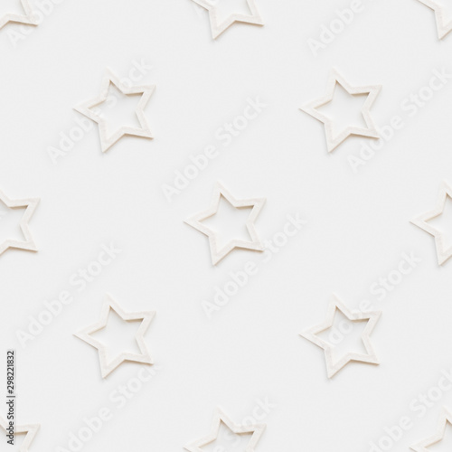Seamless pattern with decorative stars. Christmas decorations on white background. New Year concept  photo pattern.