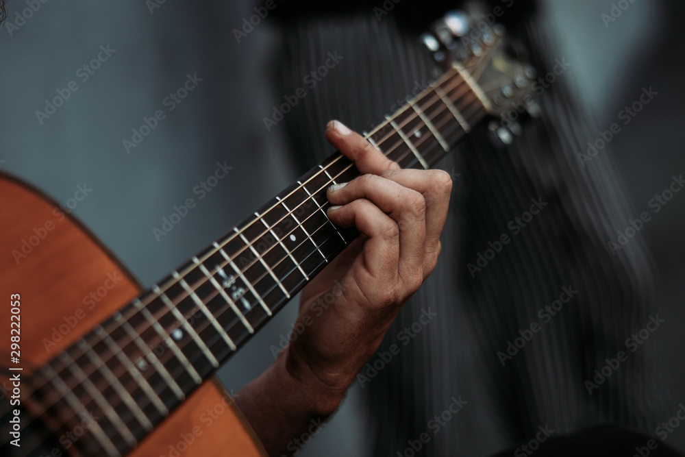 Guitar hand playing 