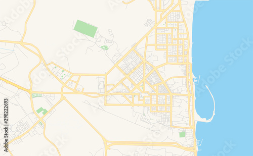 Printable street map of Al Fujairah City  , United Arab Emirates