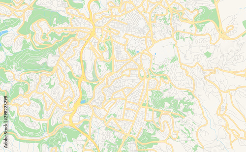 Fotografia Printable street map of Jerusalem, Israel