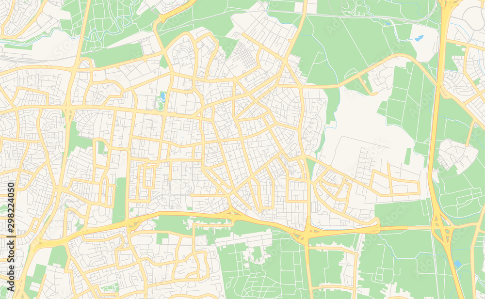 Printable street map of Petah Tikva, Israel